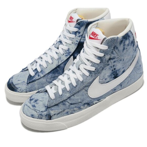 Nike Blue Denim High-Tops with Red Logo - Picture 1 of 9